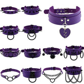 Lila Gothic Leder Chokers